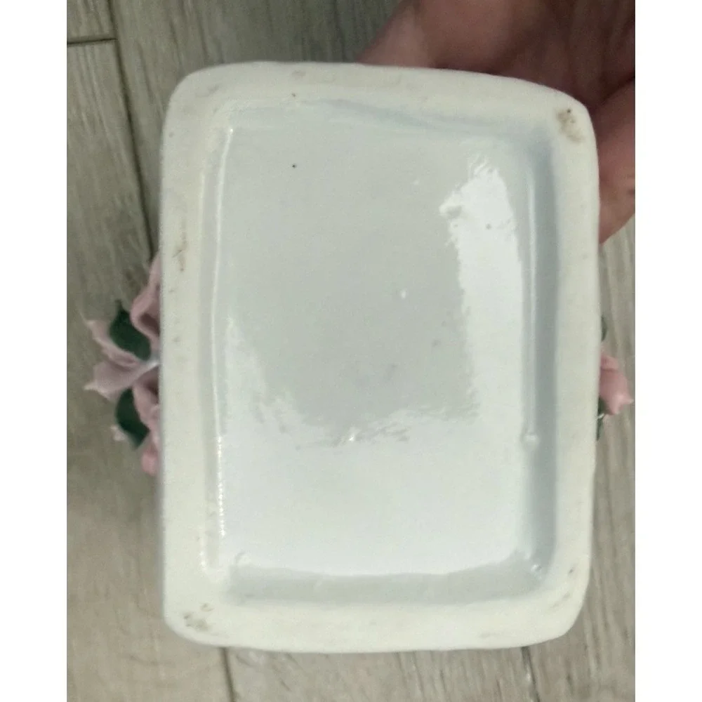 Porcelain Basket Decorative Hand Painted Flowers Miniature Candy Jewelry Trinket